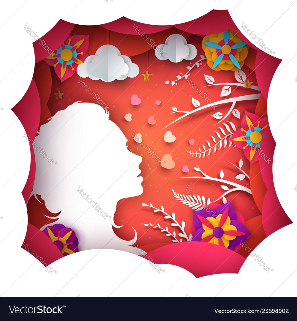 Beauty girl cartoon paper landscape vector image Beauty girl cartoon paper landscape