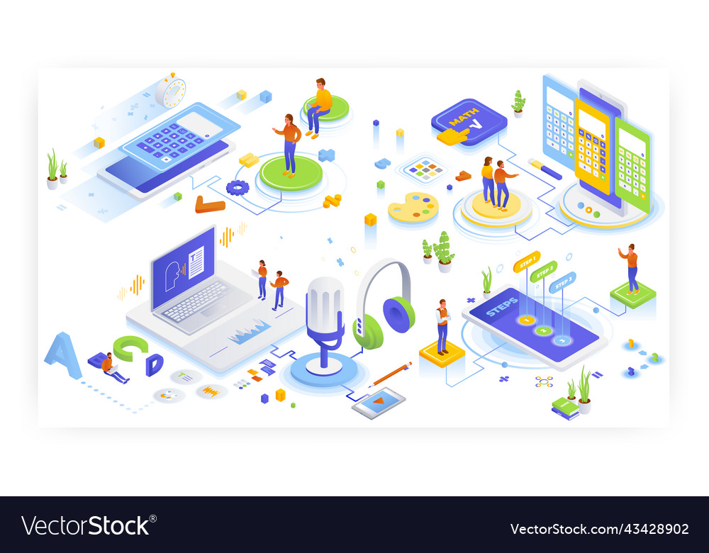 Calculators and math apps mobile ui design vector image Calculators and math apps mobile ui design