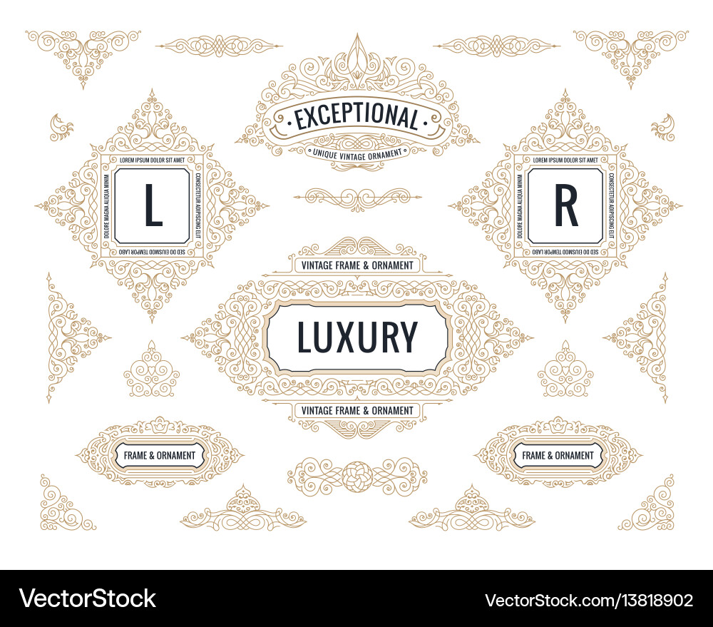 Calligraphic design elements vintage Royalty Free Vector
