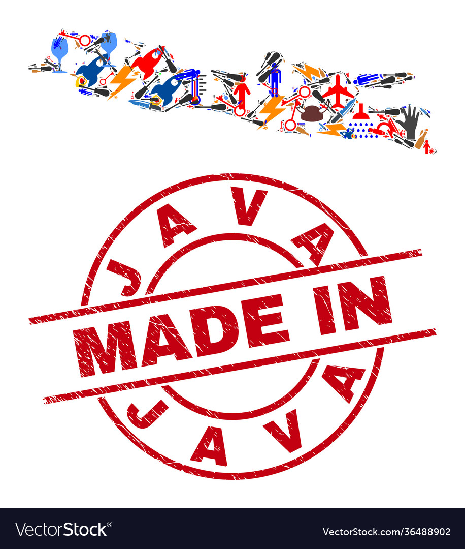 Component mosaic java island map and made vector image Component mosaic java island map and made