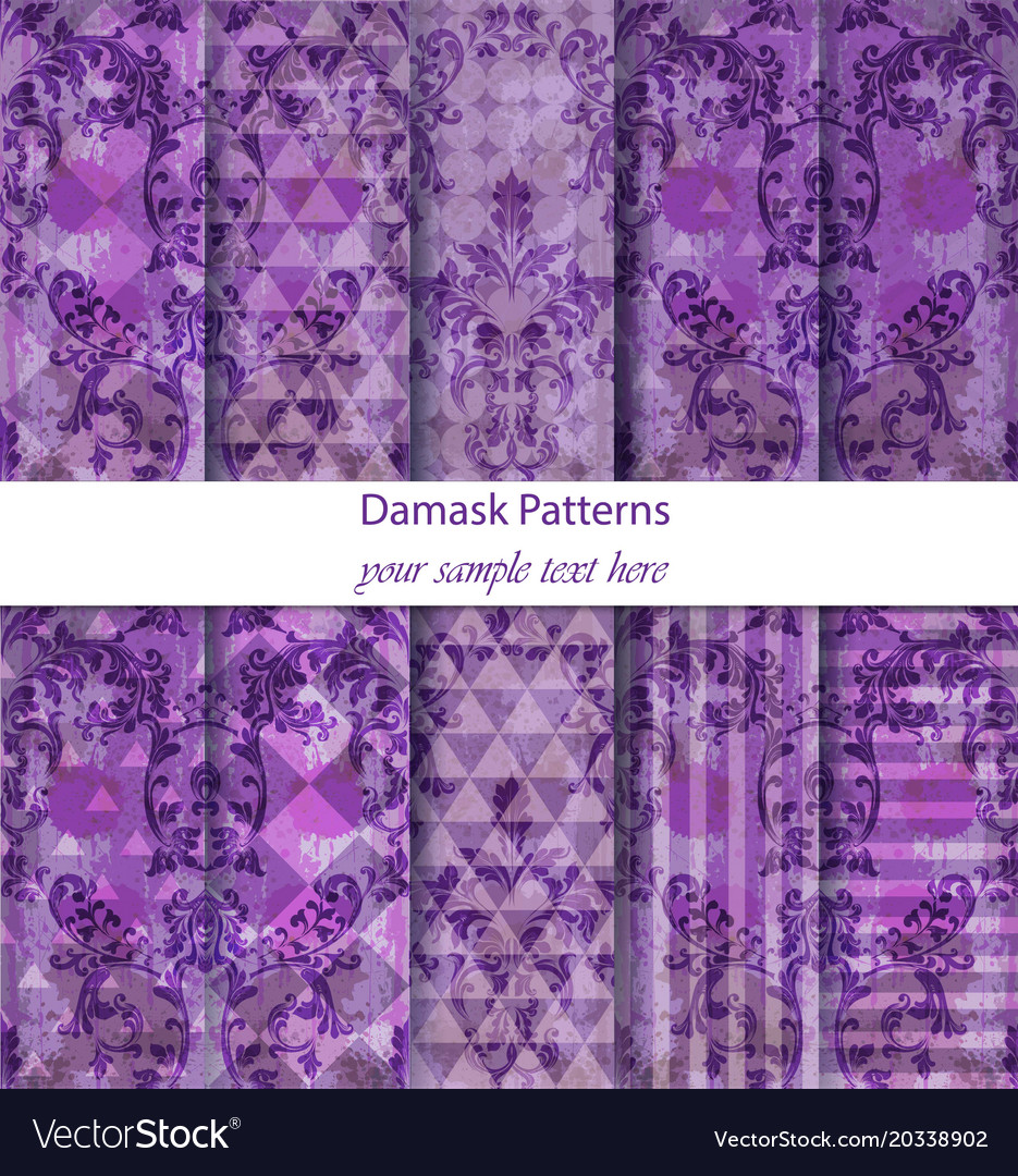 Damask patterns set collection baroque