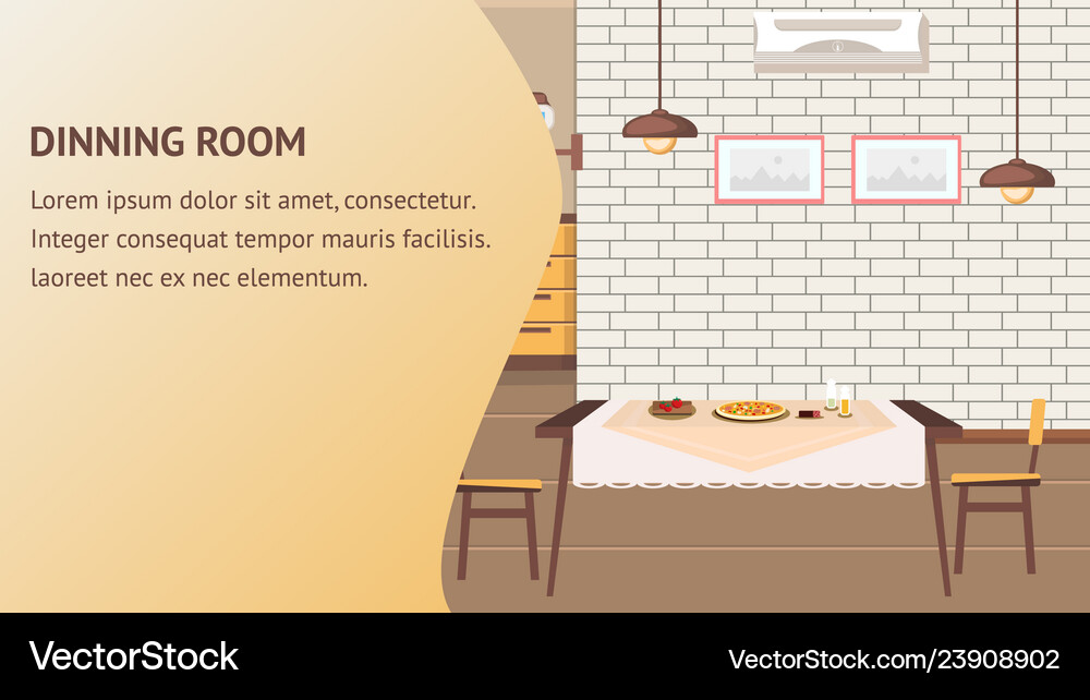 Dining Room Website Banner Template Royalty Free Vector