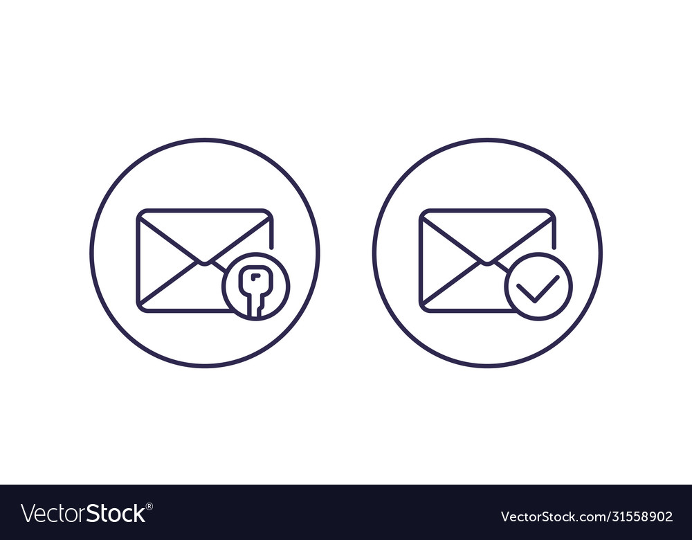 Encrypted message or email line icons vector image Encrypted message or email line icons