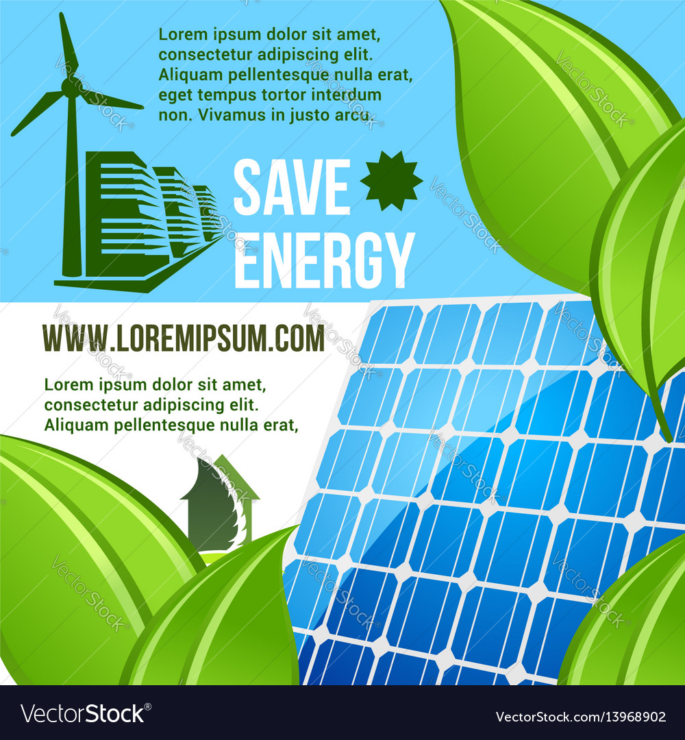 Energy Saving And Green Eco Technology Poster Vector Image