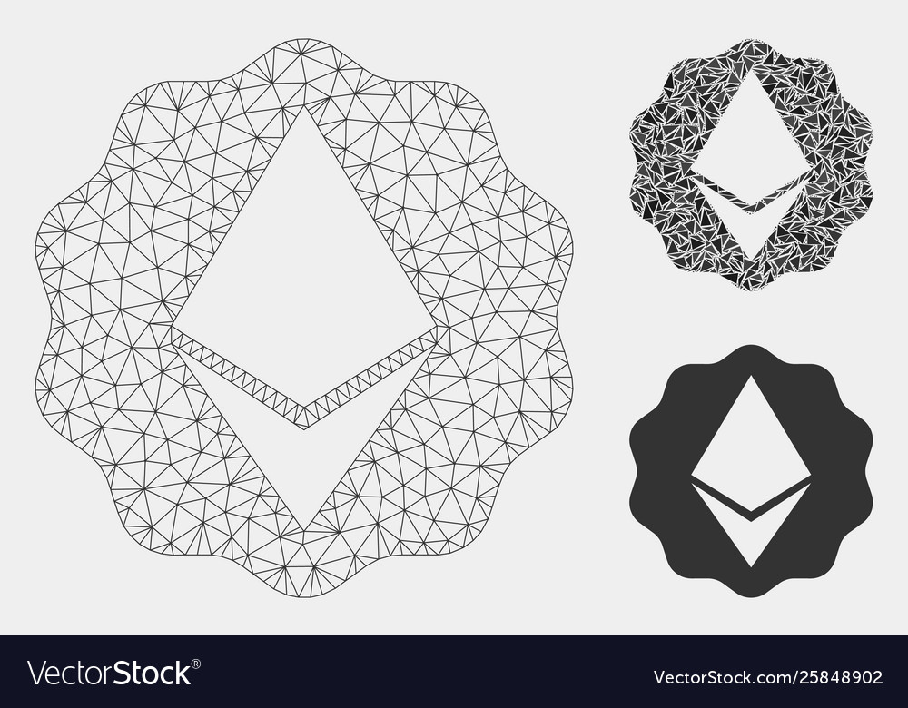 Ethereum badge seal mesh 2d model vector image Ethereum badge seal mesh 2d model