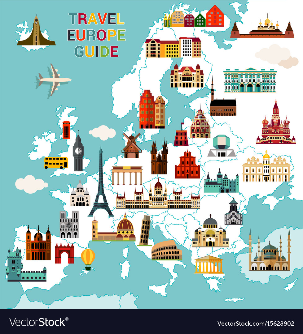 Europe travel map Royalty Free Vector Image - VectorStock