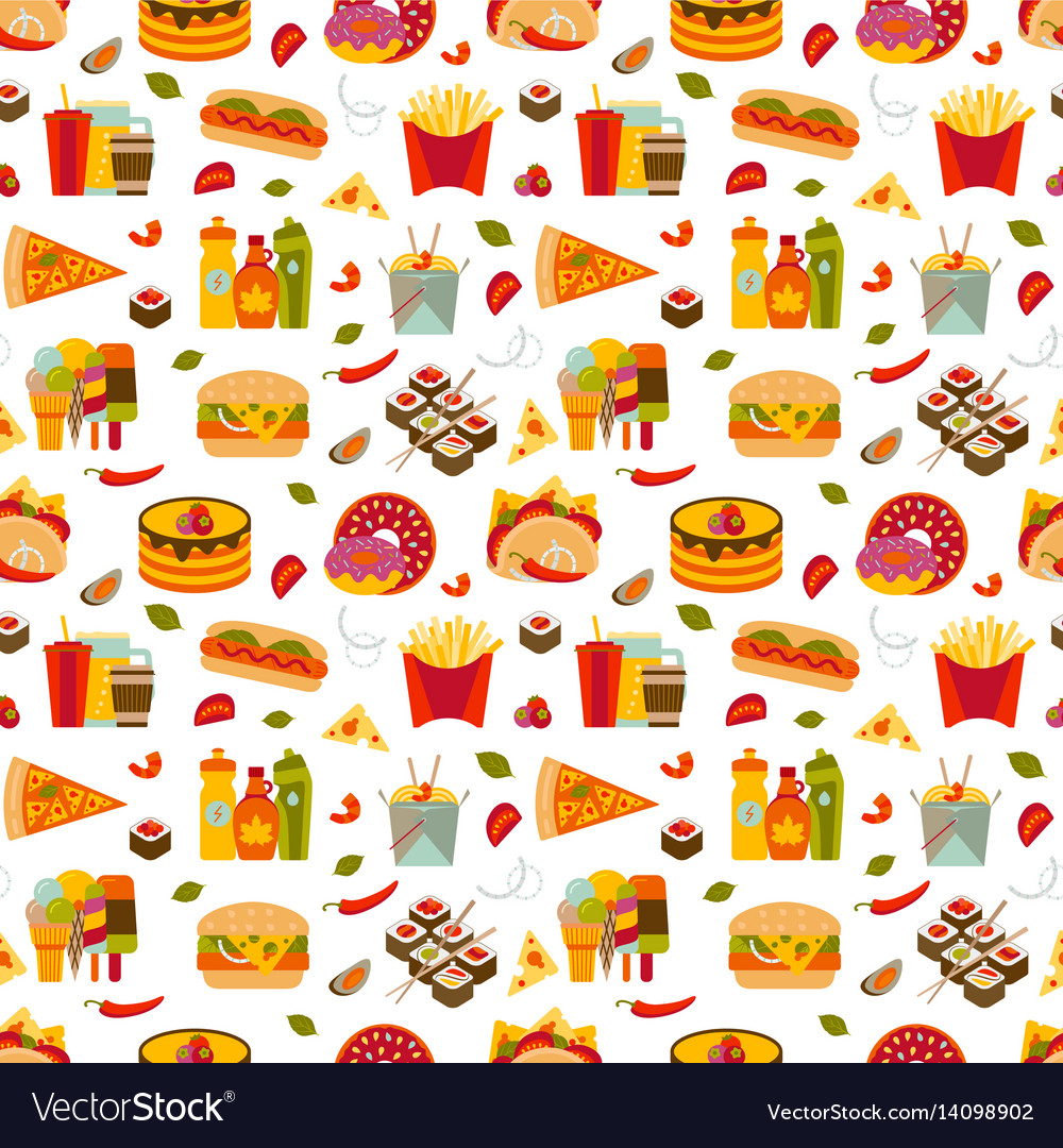 Fast food and streetfood seamless pattern