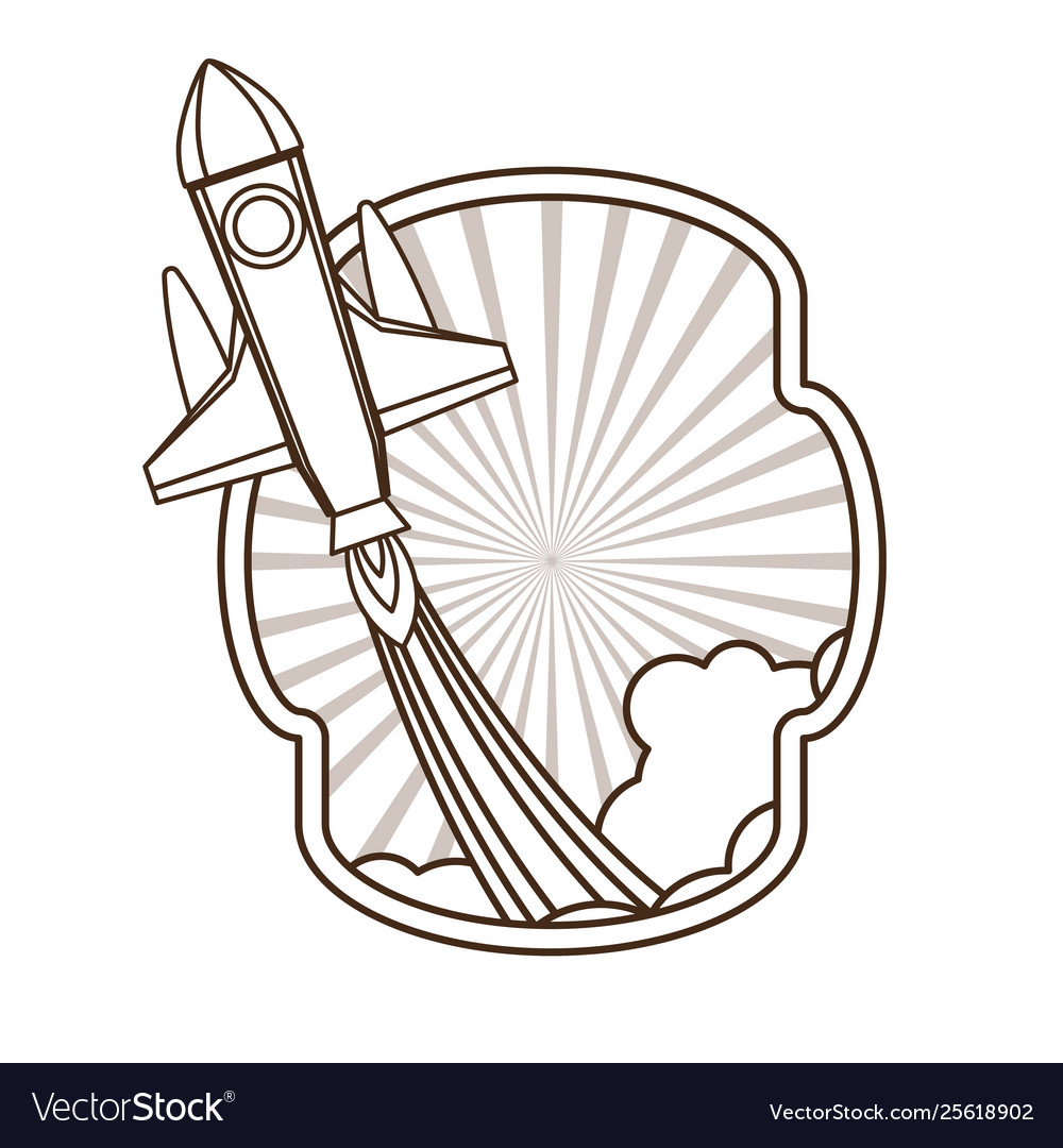 Frame with rocket taking off icon Vector Image Frame with rocket taking off icon
