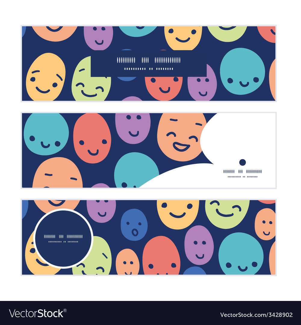 Funny faces horizontal banners set pattern