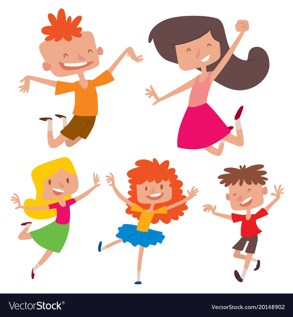 Happy children in different positions big Vector Image