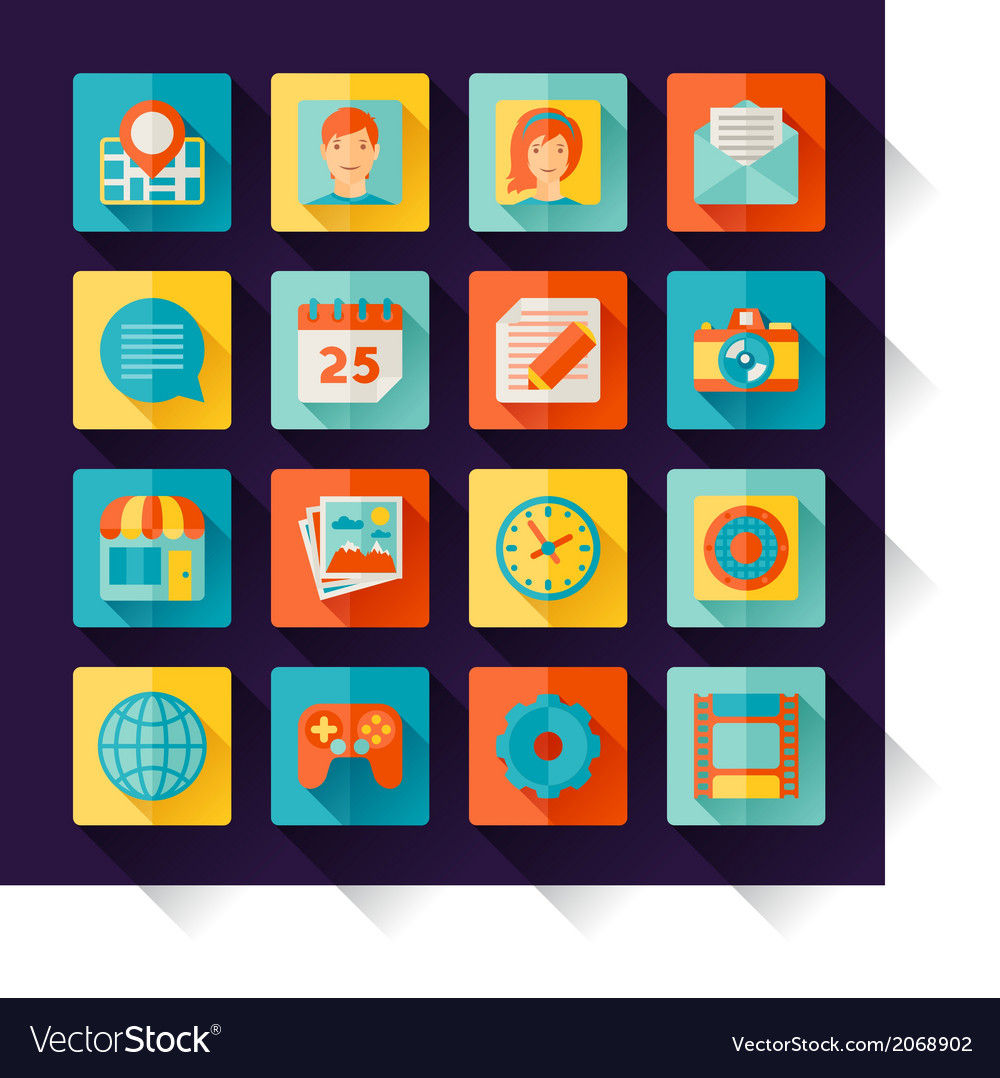 Icons web and mobile applications in flat design