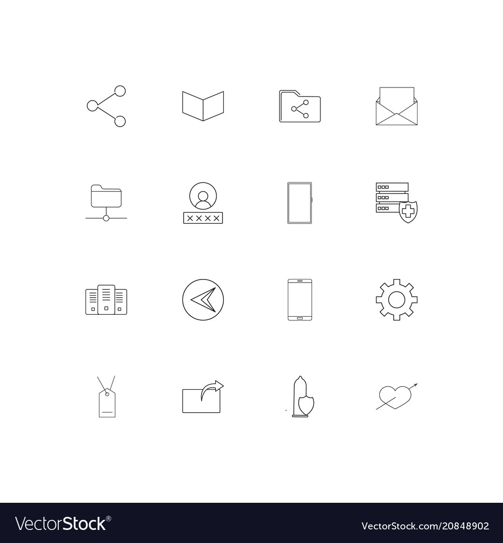 Internet technologies linear thin icons set