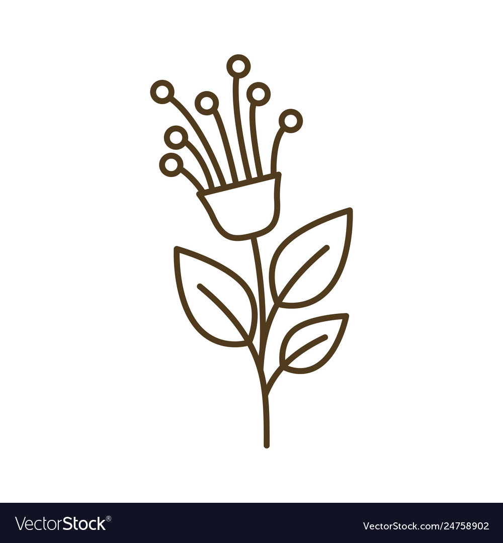 Leaves with flowers isolated icon