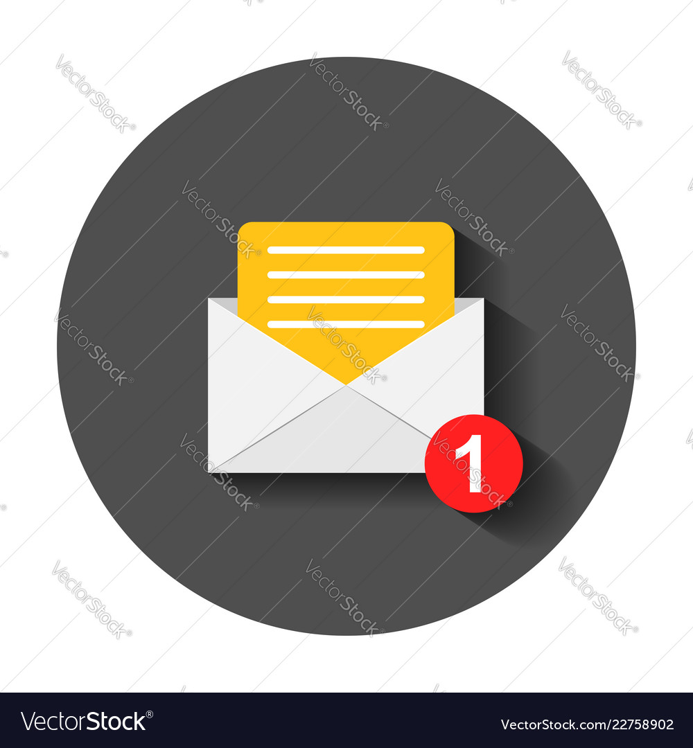 Mail envelope icon in flat style email message vector image Mail envelope icon in flat style email message