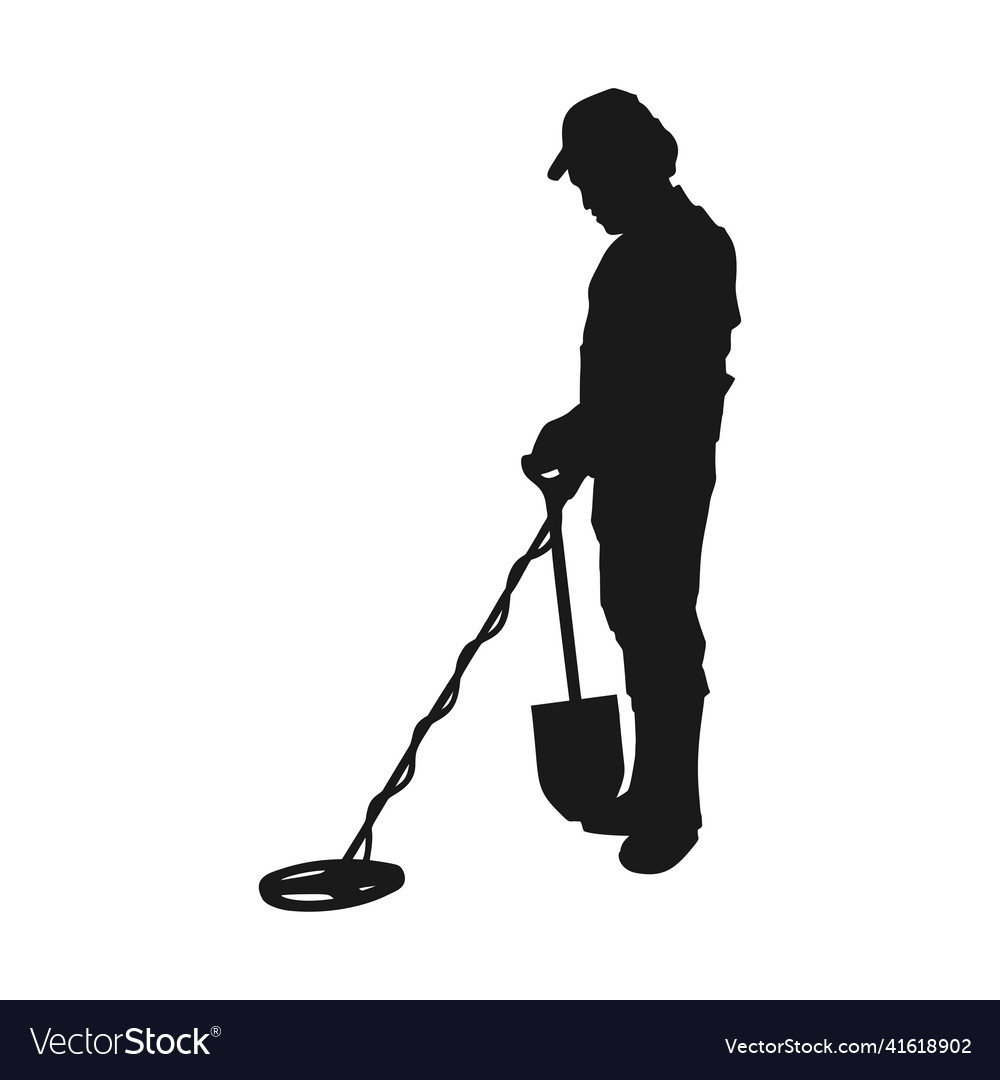 Mann mit Metalldetektor Silhouette