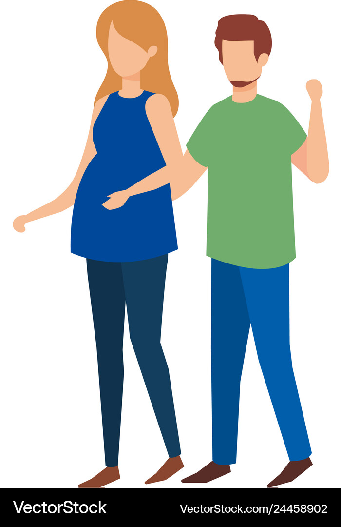Man with woman pregnancy characters Royalty Free Vector