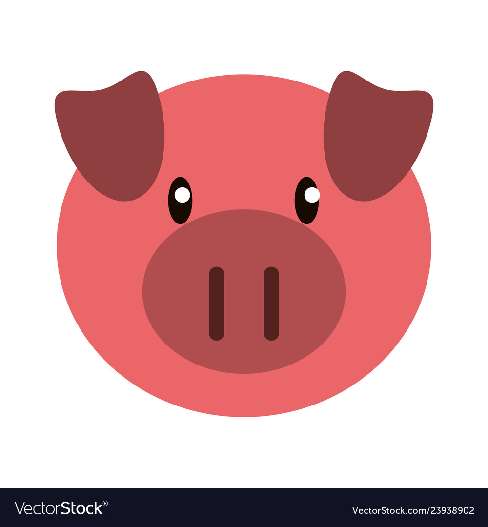 Pig animal head cartoon Royalty Free Vector Image