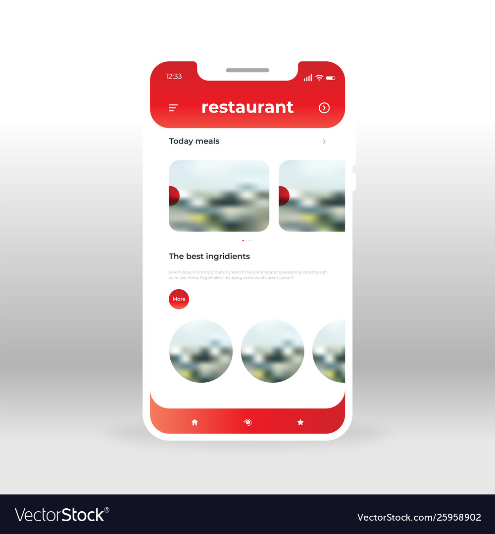 Red restaurant ui ux gui screen for mobile apps
