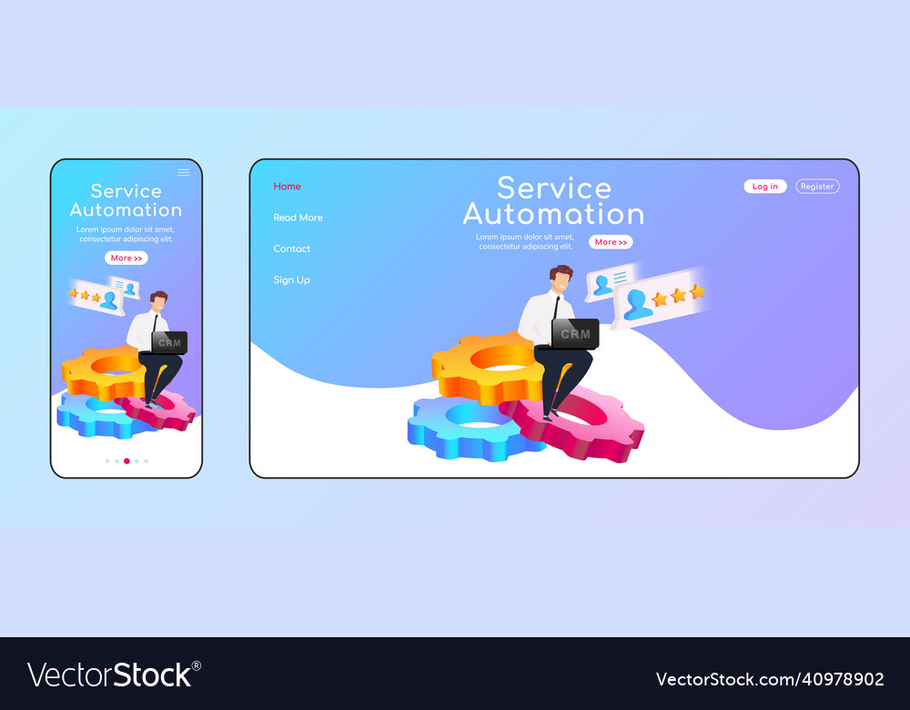 Service automation adaptive landing page flat vector image Service automation adaptive landing page flat
