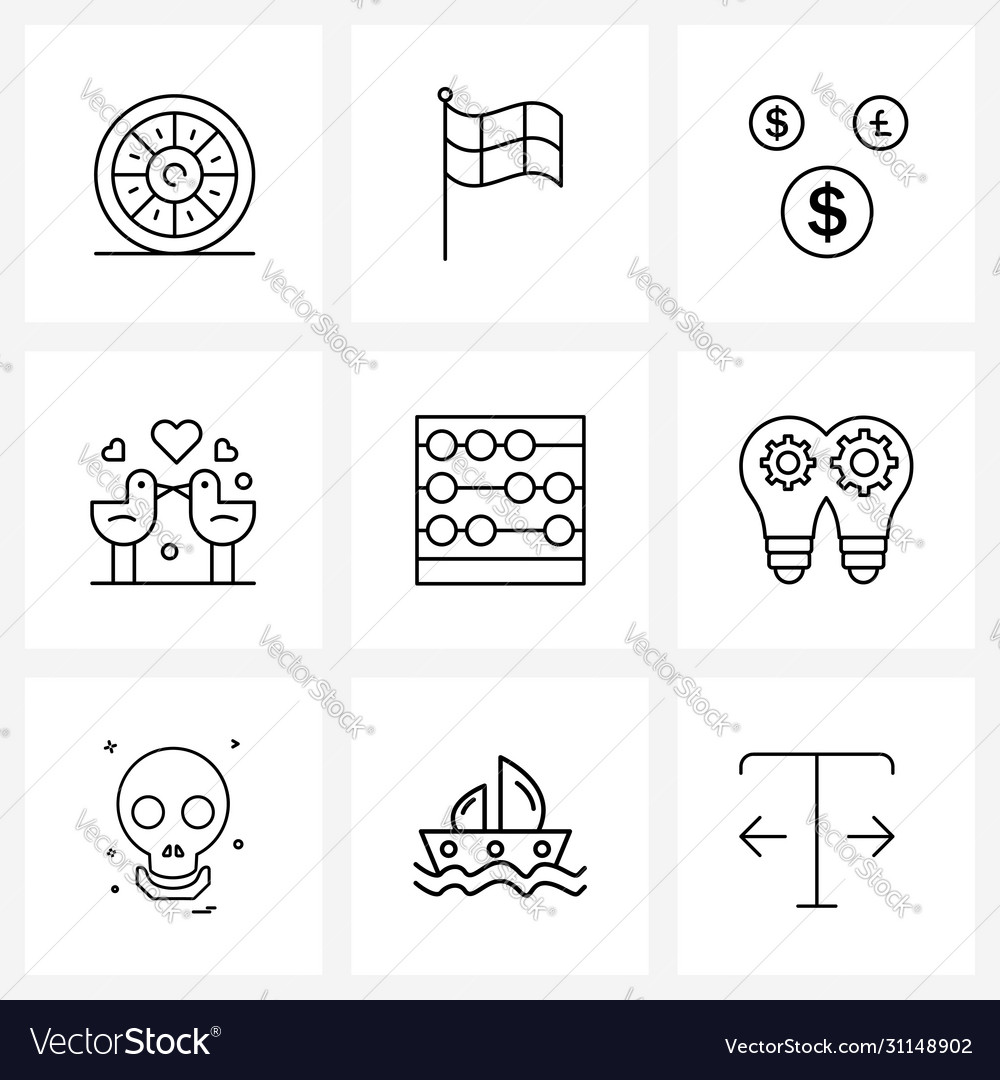 Set 9 line icon signs and symbols counting