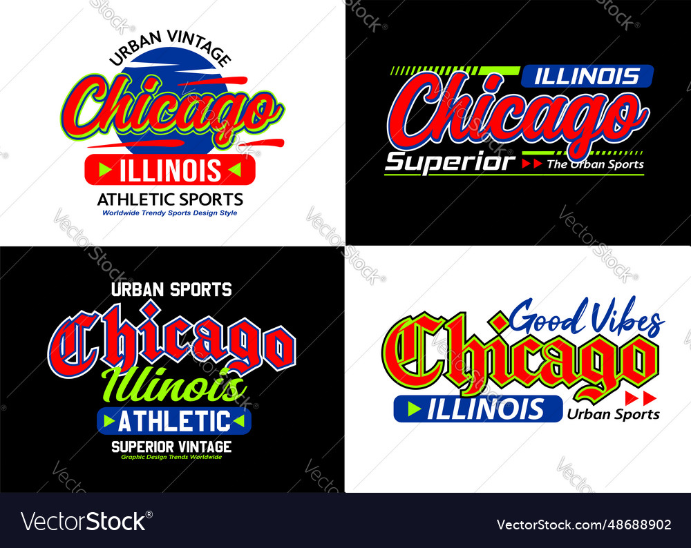 Set chicago urban style typeface collection