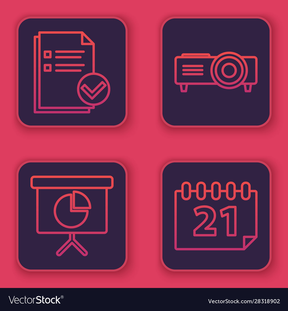 Set line document and check mark presentation vector image Set line document and check mark presentation