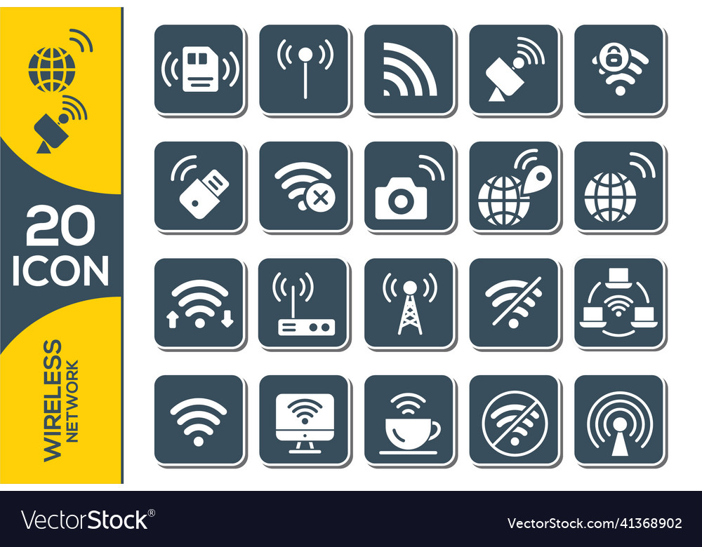 Set of different wireless and wifi icons