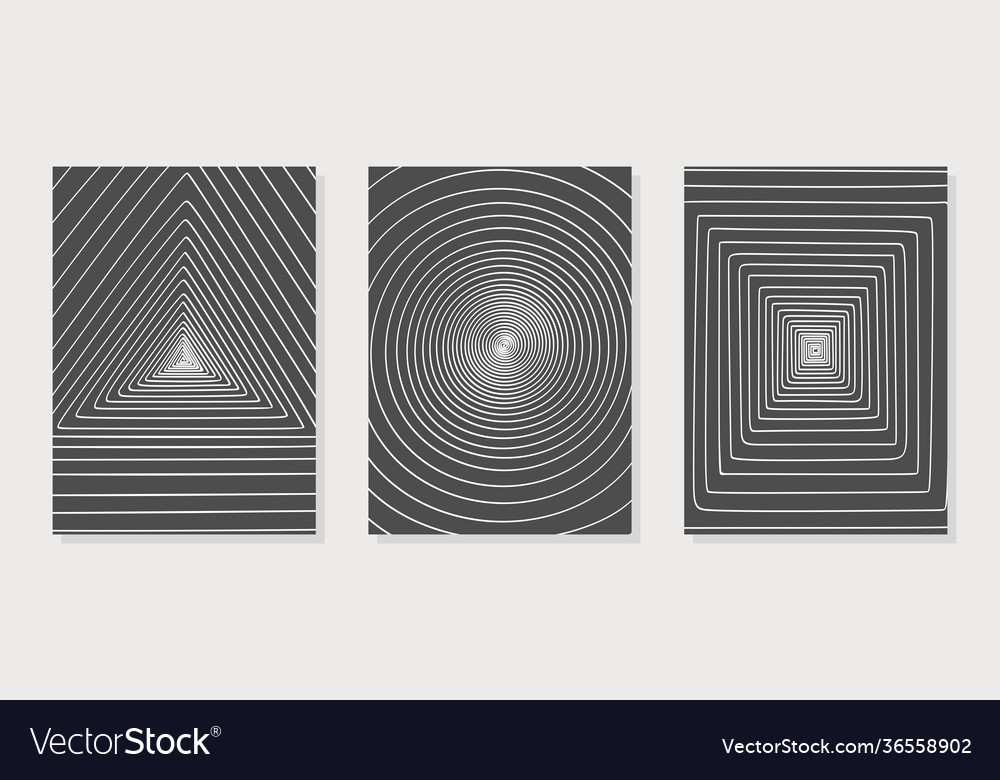 Set three posters with geometric patterns