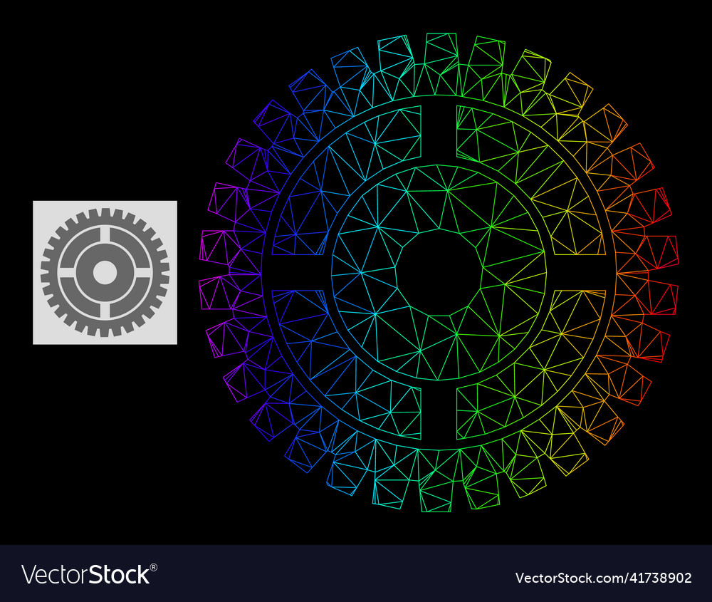 Spectral gradient polygonal mesh clock wheel icon