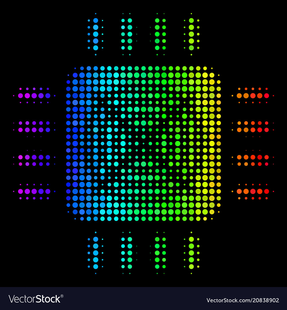 Spectrum dot asic processor icon vector image Spectrum dot asic processor icon