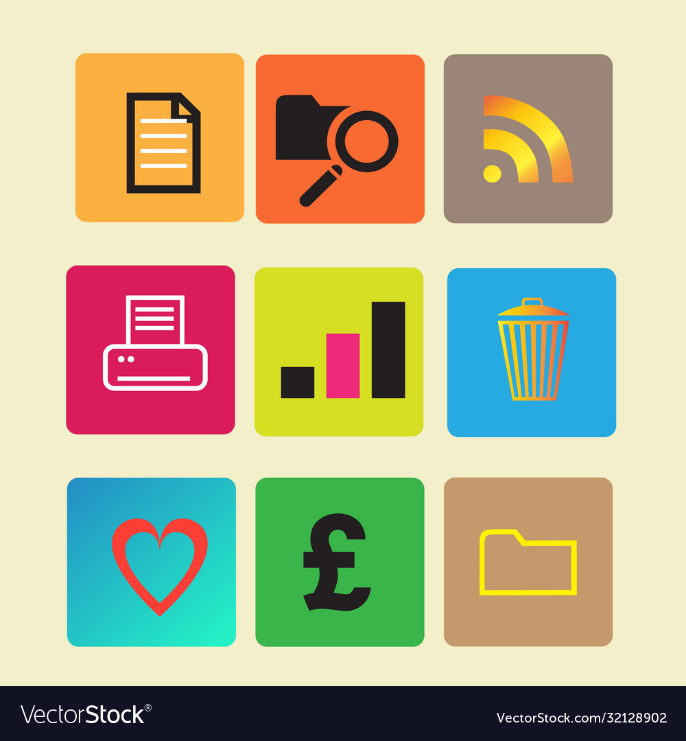 Symbol setsymbol icon for overview Royalty Free Vector Image