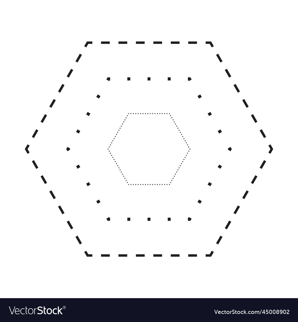 Hexagon-Form-Symbol gestrichelt und gepunktet