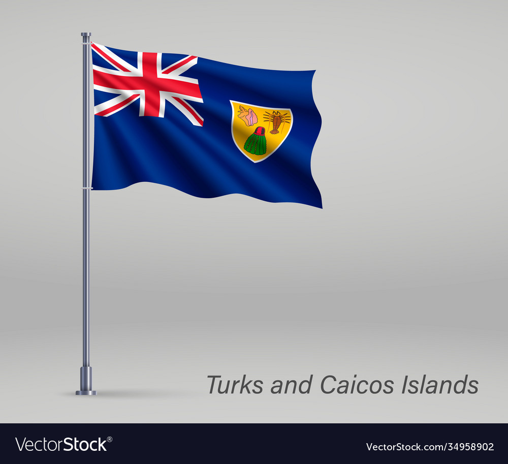 Turks and Caicos Flag on Flagpole