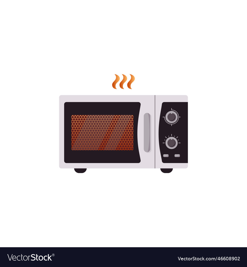 Working microwave oven heats up or cooks food Vector Image Working microwave oven heats up or cooks food Vector Image