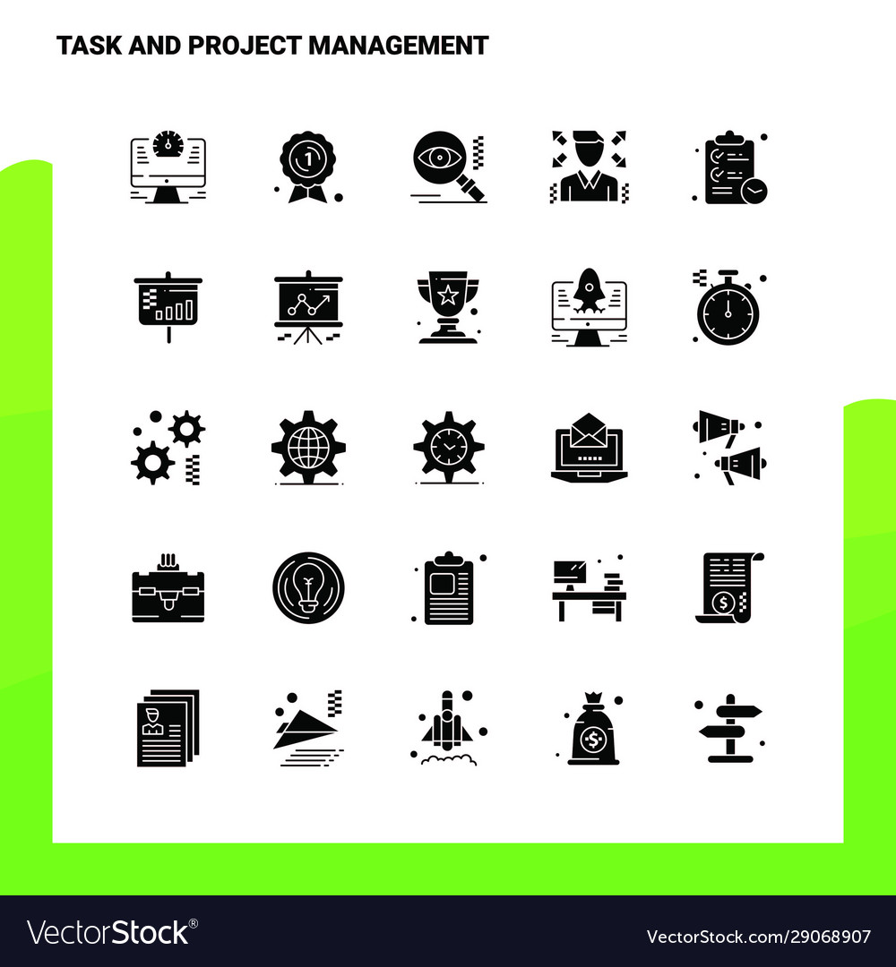 25 task and project management icon set solid