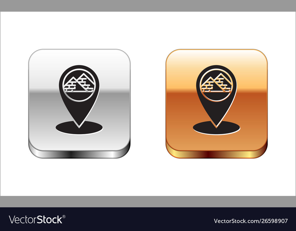 Black map pointer with egypt pyramids icon