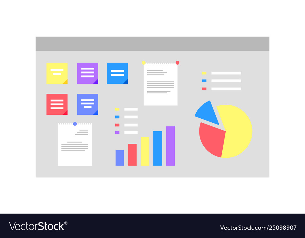 Board with infographics and schemes visualization vector image Board with infographics and schemes visualization