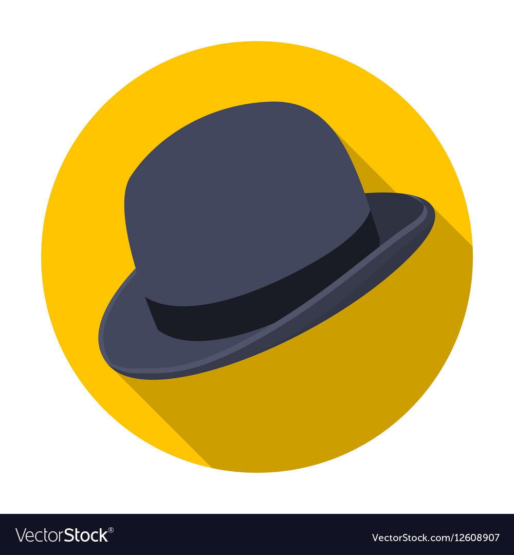 Bowler hat icon in flat style isolated on white