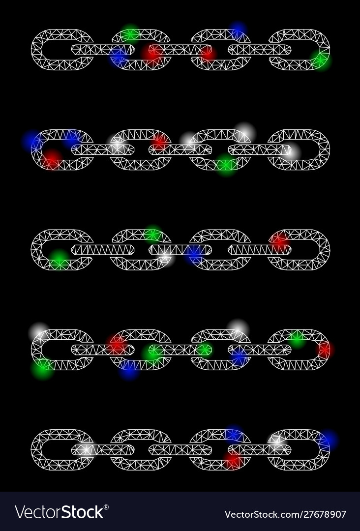 Bright mesh 2d blockchain list with light spots Vector Image Bright mesh 2d blockchain list with light spots