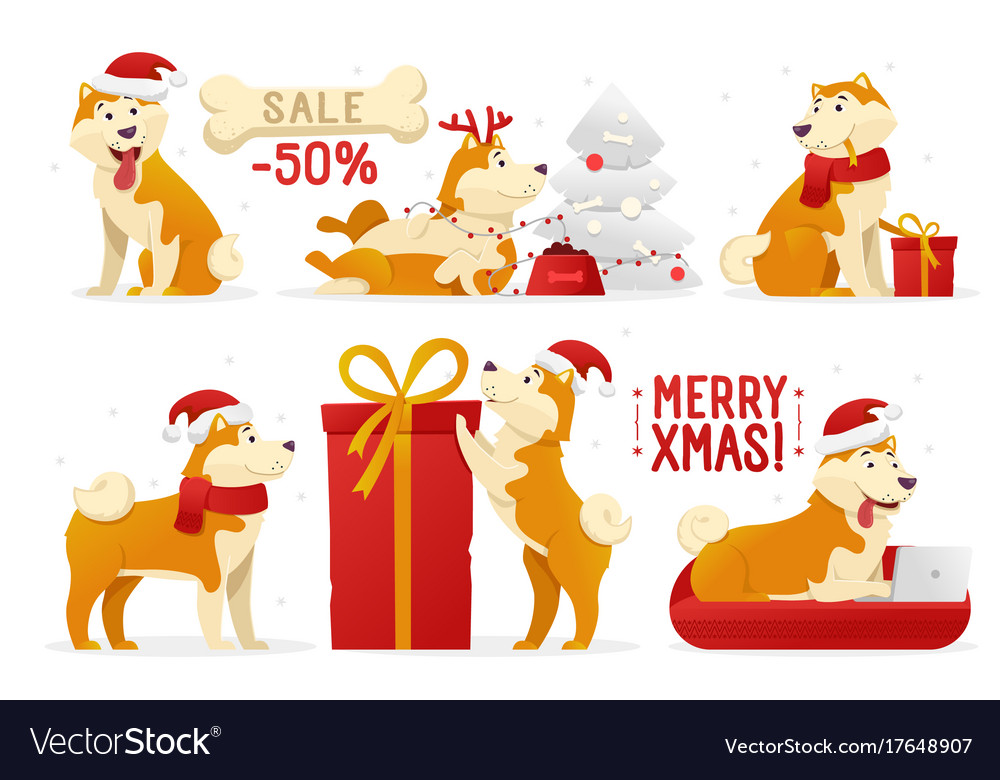 Cartoon Christmas Dog / Cartoon Cute Christmas Dog And Cat And Gifts