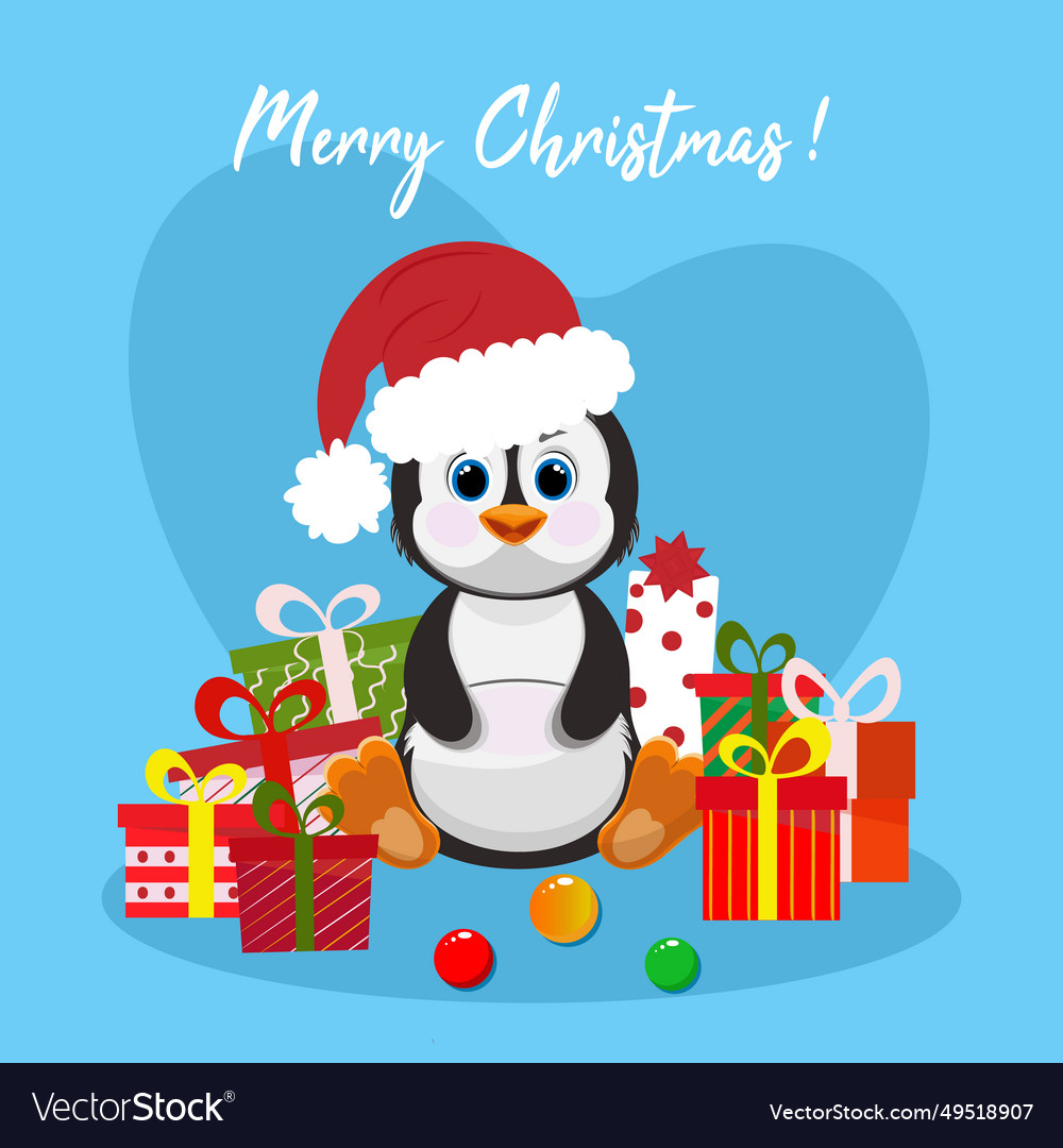 Christmas penguin character happy new year