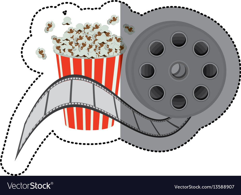 Colorful sticker with cinematography movie tape