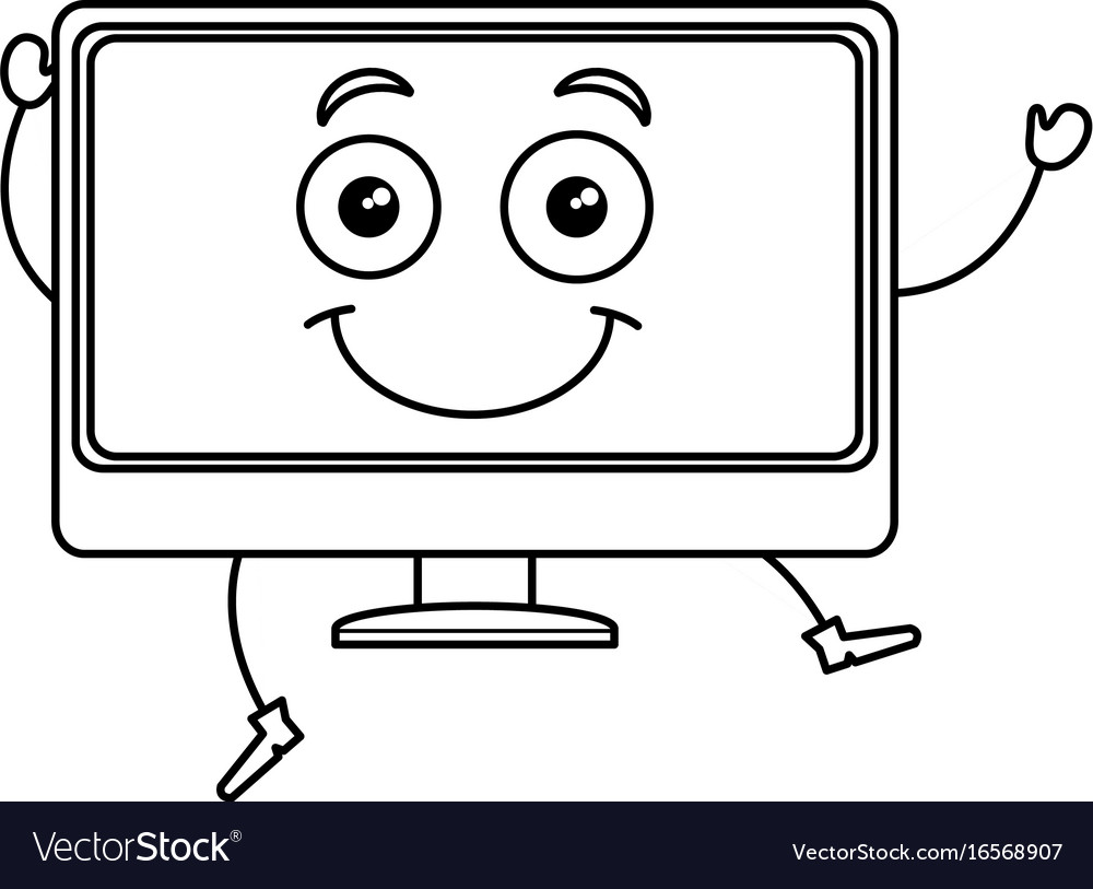 Computer display kawaii character