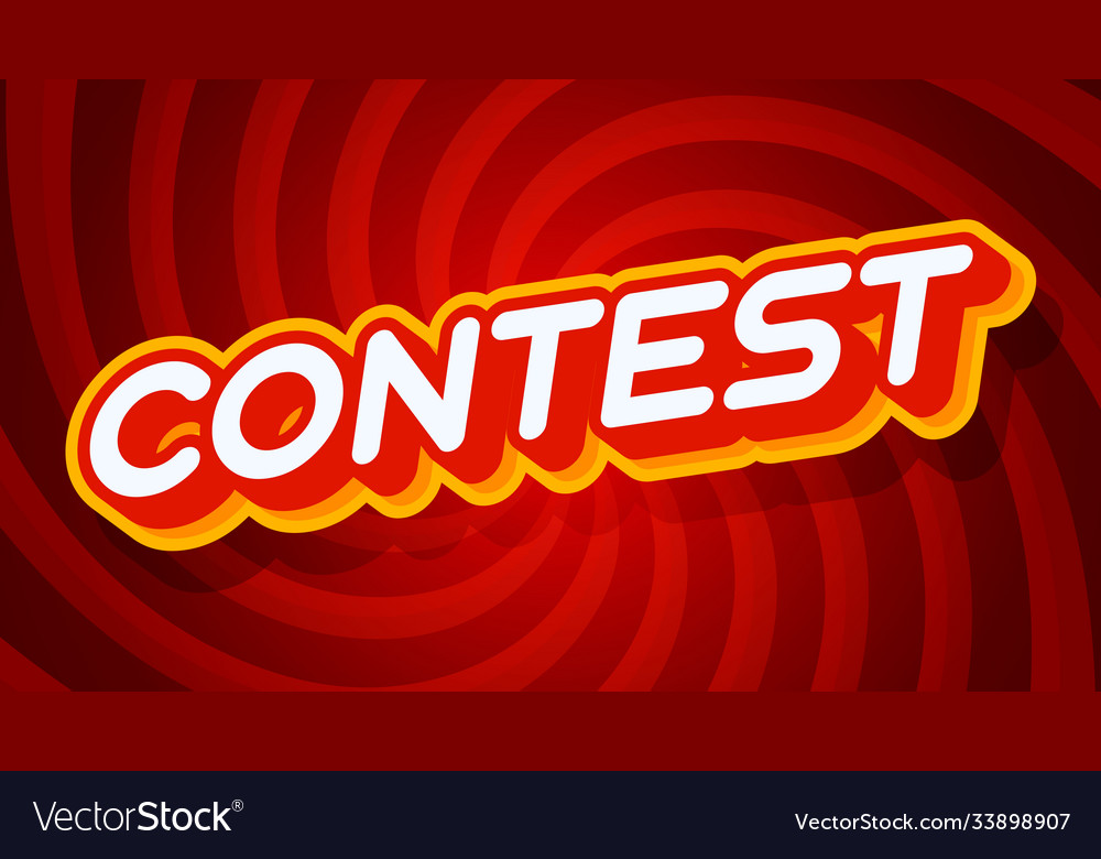 Contest red and yellow text effect template Vector Image