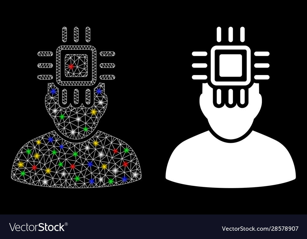 Glowing mesh network neuro interface icon