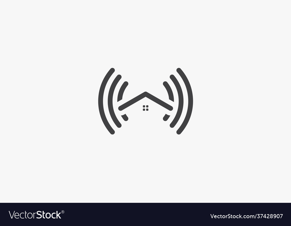 Home with wave signal icon design