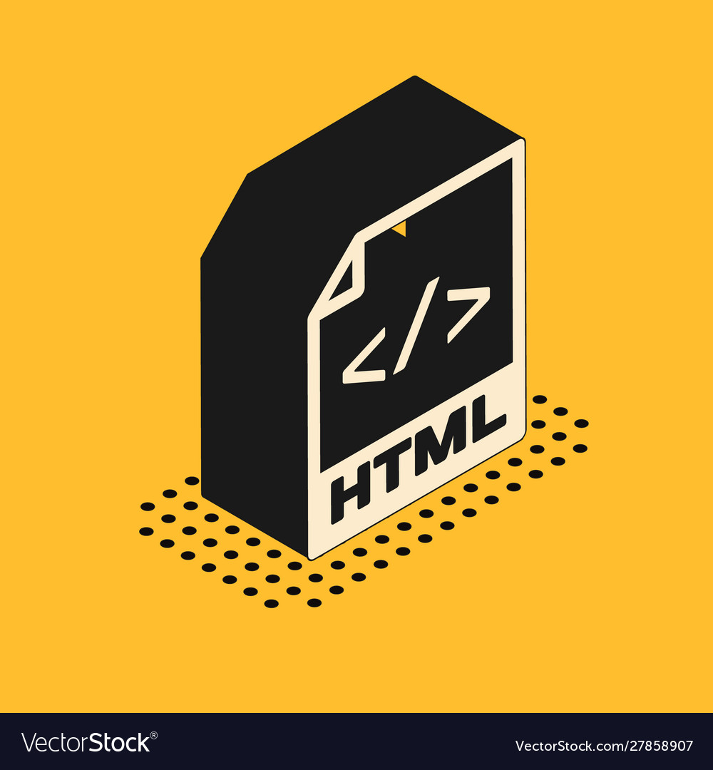 Isometric html file document download button vector image Isometric html file document download button