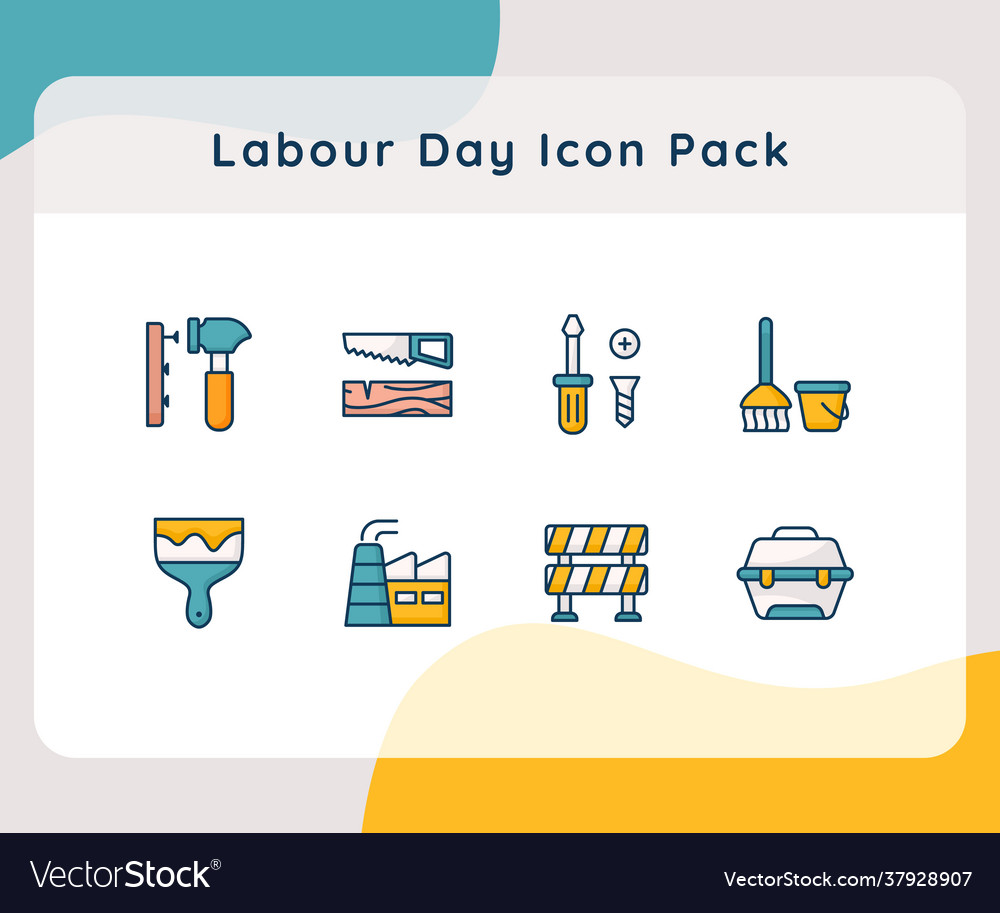 Labour day icon icons set collection package