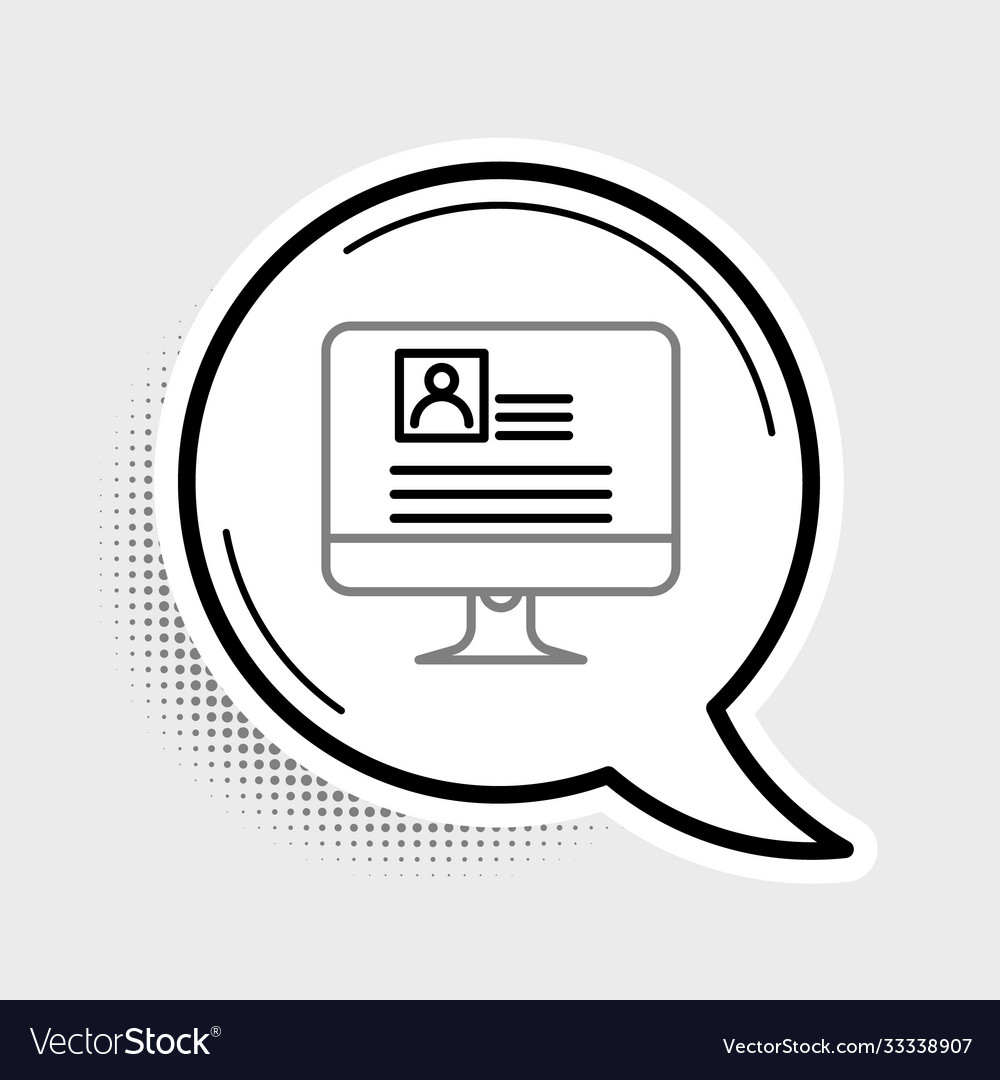 Line computer monitor with resume icon isolated