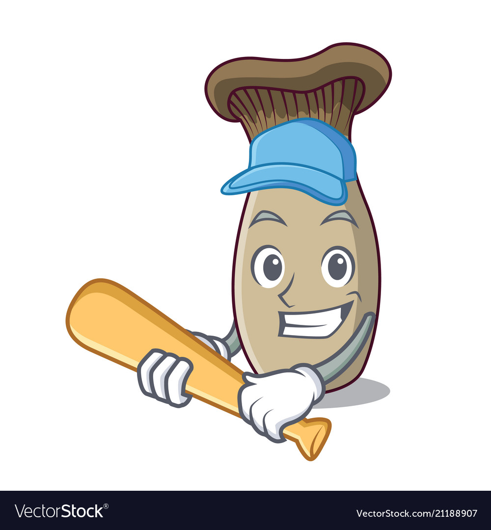 Playing baseball king trumpet mushroom character